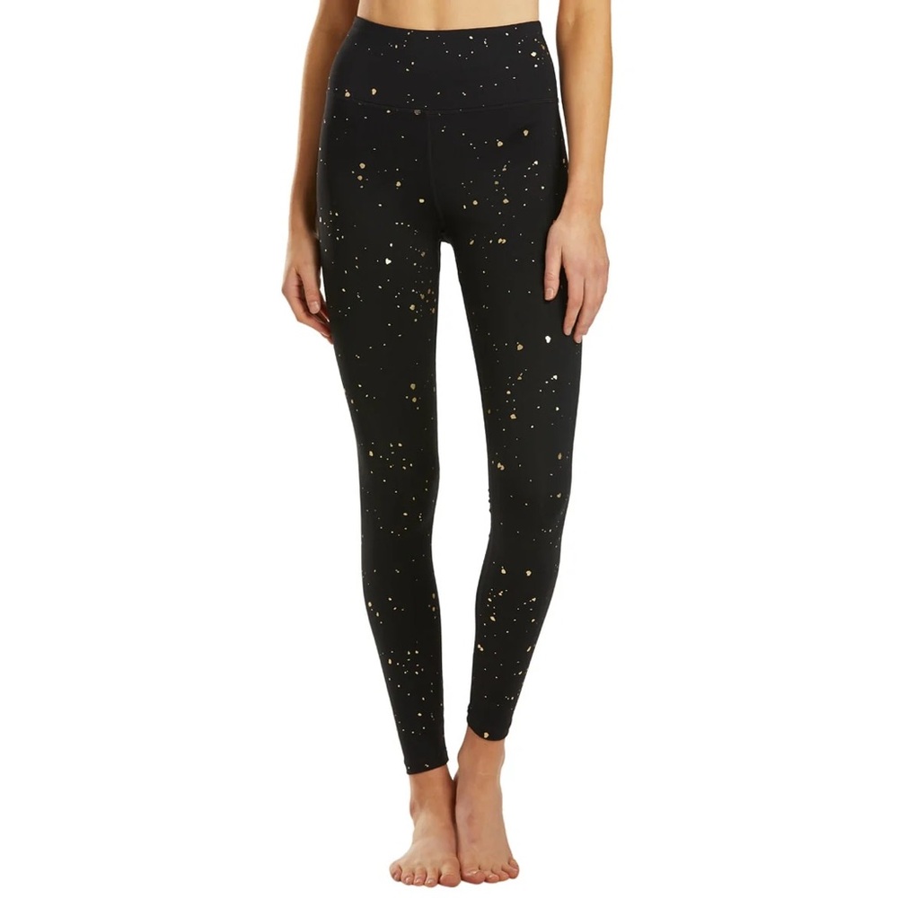 SPIRITUAL GANGSTER Gold Foil Print Essential High Waisted Yoga Leggings - Sz S